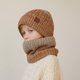 thumbnail image 5 of Conjunto de guantes de lana para niños y niñas, con forro polar gorro de lana, gorro de punto a rayas, 2 piezas/3 piezas, 5 of 6