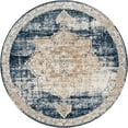thumbnail image 1 of Unique Loom Chateau Medallion Rustic Rug 6' x 6' Round Beige/Navy Blue, 1 of 2