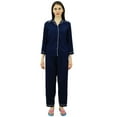 thumbnail image 1 of Bimba Button-Down Shirt With Elastic Waist Pajama Pants 2 Pcs Full Sleeve Night Wear Set, 1 of 9