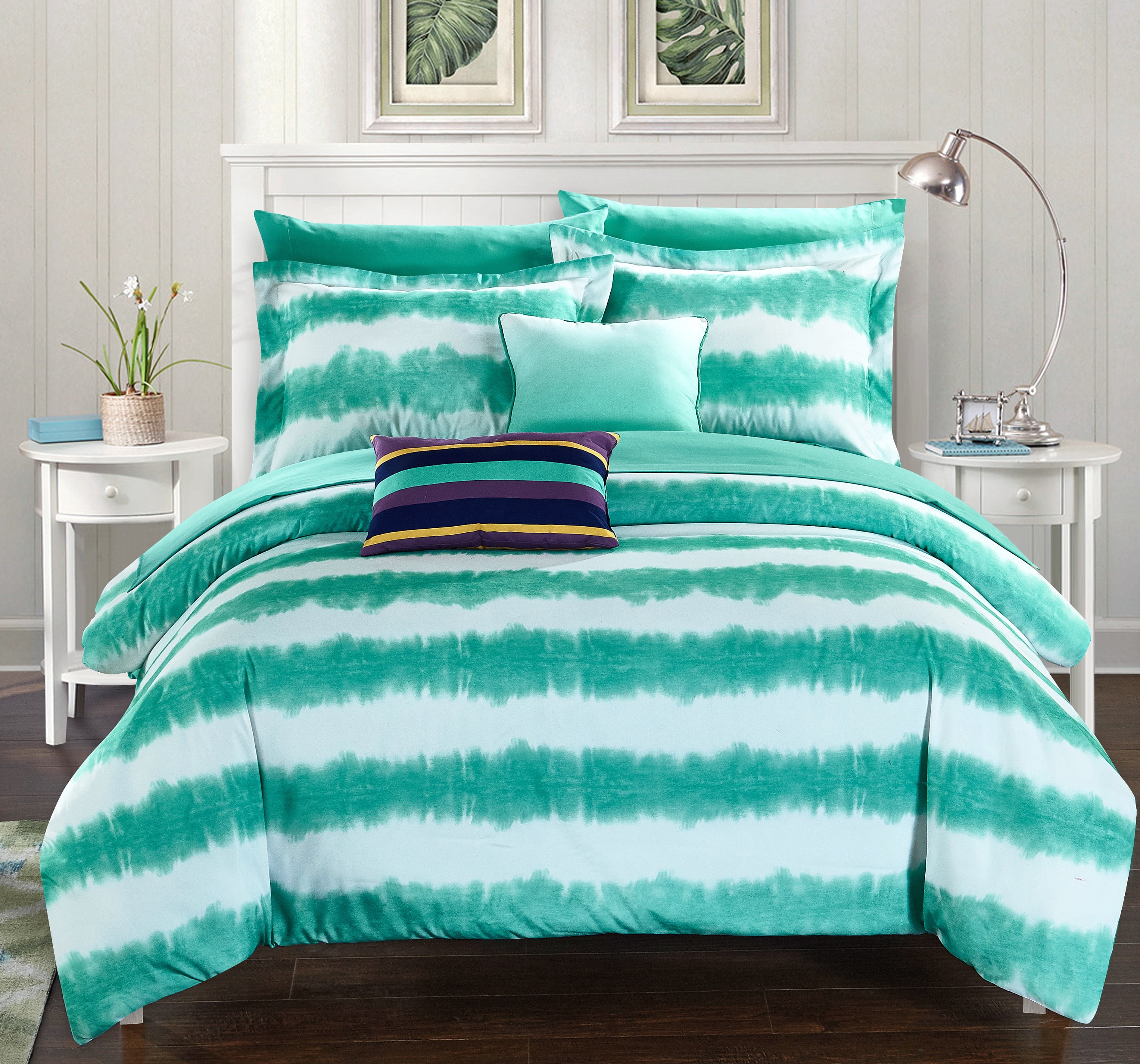 Chic Home Lucas 7Piece TieDyed Comforter Set, Twin XLong, Turquoise