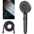 thumbnail image 1 of Cabezal de ducha con modos de ahorro de agua, ajustable, con botón de parada, universal (negro), 1 of 5
