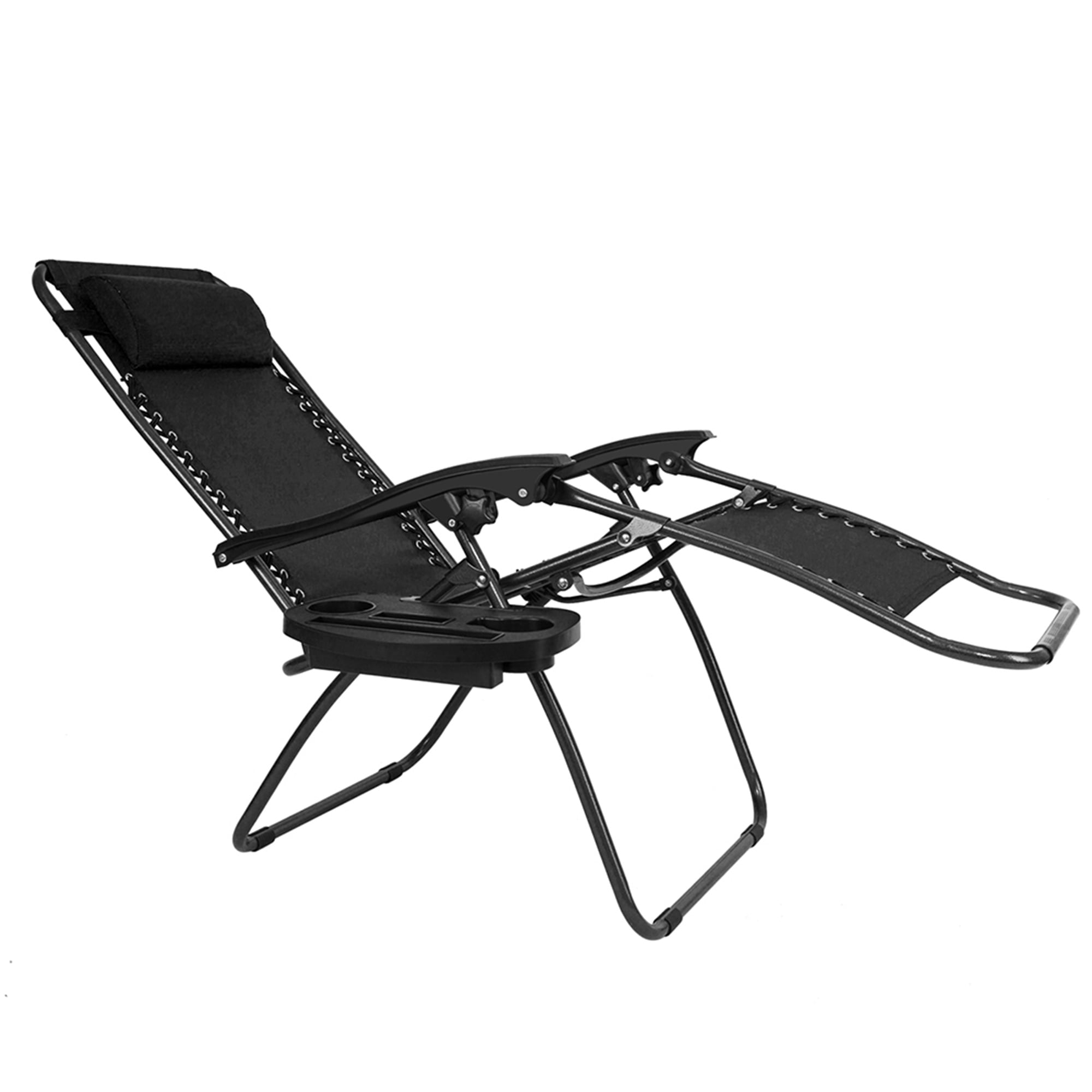 Aimee Lii Zero Gravity Chair Pack 2, Outdoor Lounge Patio Chairs with Pillow and Utility Tray Adjustable Folding Recliner for Deck,Patio,Beach,Yard, Black