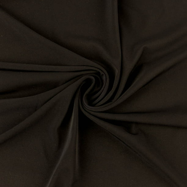 Black Solid Venezia Polyester Spandex Stretch Fabric by the Yard