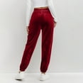 thumbnail image 6 of Lenpel Women's Velour Joggers Soft Casual Elastic High Waisted Tapered Velvet Sweatpants Comfy Lounge Pants with Pockets(Wine,X-Large), 6 of 7