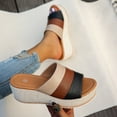 thumbnail image 5 of Summer Sandals For Women 2025 Wedge Flatform Open Toe Slip-on Peep Toe Slides Sandals Slippers Women Dressy Comfortable Summer Casual Sandals Beige 38, 5 of 9