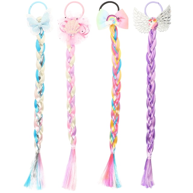 4pcs niños peluca trenzada cuerdas cabello peluca para cabello corbatas para el cabello infantil