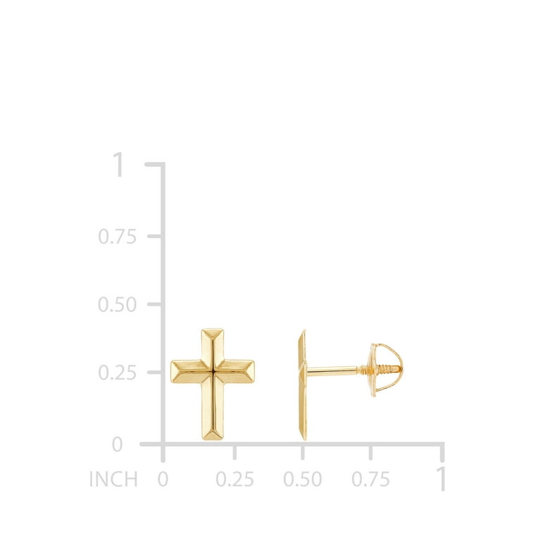 14K Yellow Gold Finish popular Crowned Cross - Free 24