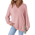 thumbnail image 3 of Fantaslook Waffle Knit Womens Sweatshirts Long Sleeve V Neck Shirts Pullover Casual Outfits Loose Fall Tops, 3 of 10