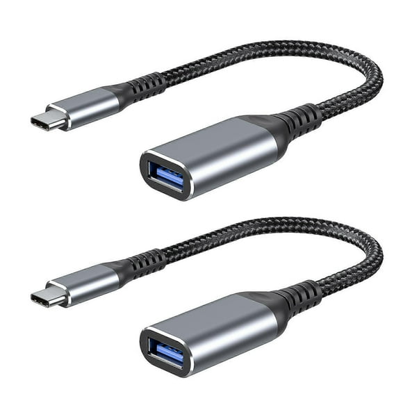 USB C to USB A Adapter [2 Pack] USB C Male to USB A Female OTG Cable 3.0 Fast Data Transmission Compatible-Grey