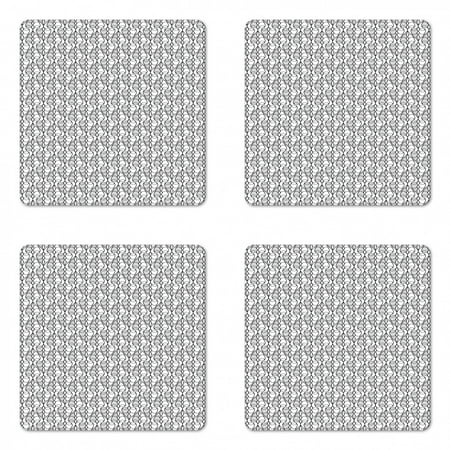 

Geometric Coaster Set of 4 Modern Abstract Spades Looking Like Curved Striped Motifs Continuous Designs Square Hardboard Gloss Coasters Standard Size Grey and White by Ambesonne