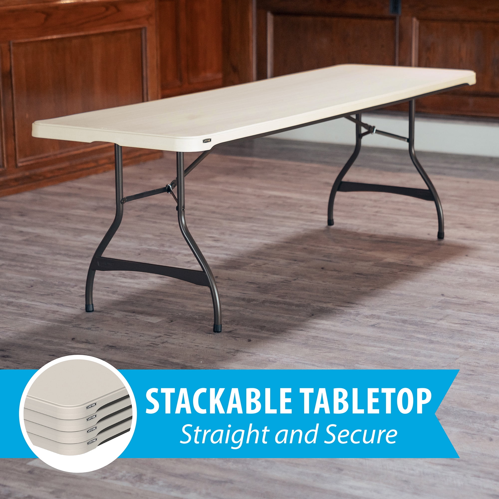 Lifetime 8 Foot Rectangle Nesting Folding Tables, Indoor/Outdoor Commercial Grade, Almond, Set of 4 (80707)