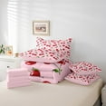 thumbnail image 5 of Feelyou Fresh Cherry Print Bedding Comforter Set 7 Pieces, Girly Pink Full Bedding Set, Cartoon Fruit Fitted Sheet Flat Sheet, Breathable Bedroom Decoration, 5 of 7