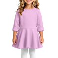 thumbnail image 5 of THDHVS Girls' Dresses,Toddler Girls Cotton Brushed Ruffle Hem Dress Long Sleeve Round Neck Fall,Girls Long Sleeve Dress 9-12 Months, 5 of 6