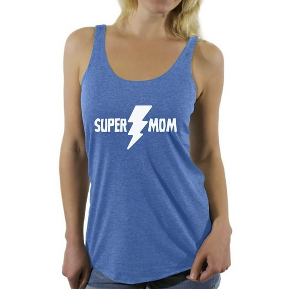 Women's Super Mom Mothering Graphic Racerback Tank Tops Gift For Mom