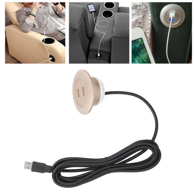 Sofa USB Charging Socket, Recessed USB Power Strip Outlet with Power Supply Dual USBs Charging Ports, for Sofa Couch Table Bedside Office Home