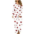 thumbnail image 5 of Annhoo Valentine's Day Womens Sets Long Sleeve Collar Cute Print Button Down Outfits with Pockets Fashion Clothes, 5 of 6