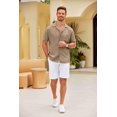 thumbnail image 4 of COOFANDY Mens Cuban Shirt Short Sleeve Button Down Shirts Summer Beach Wedding Shirt Regular Fit, 4 of 6