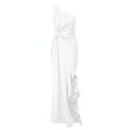 thumbnail image 4 of EGNMCR Robes d'Été Femmes Tendance 2024 Femmes Sans Manches Épaule Asymétrique Couleur Unie Fente Robe de Soirée à Volants, 4 of 8