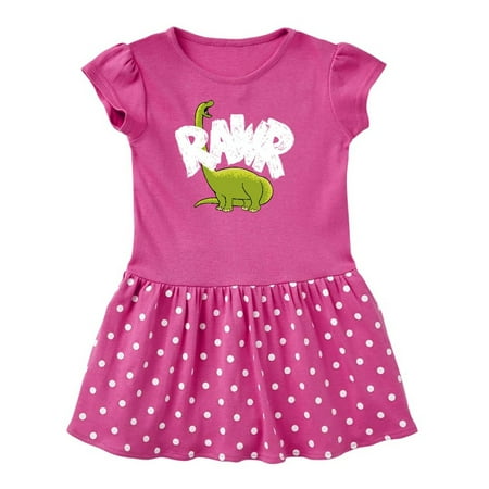 

Inktastic Lil Green Bronto Rawr!! Gift Toddler Girl Dress