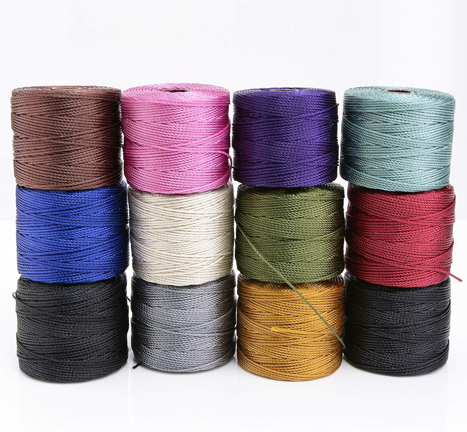 The Beadsmith S-Lon Bead Cord – .5 mm Twisted Nylon Cord for Stringing, 12-Pack, Gaskell Mix, TEX210, 77 Yards per Spool