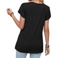thumbnail image 4 of Womens T Shirts Short Sleeve Tops Summer V Neck Shirts Petal Sleeve Tees Casual Blouses, 4 of 5