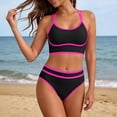 thumbnail image 6 of UTSJKR Women's 2026 New Solid Two Piece Bikini Set, European Slim Fit Trendy Bathing Suit, Cross Border Beach Swimwear Hot Pink S, 6 of 6