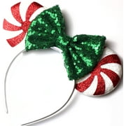 Red Peppermint Candy Minnie Ears, Christmas Mickey Ears, Red Minnie Ears, Christmas Minnie Ears