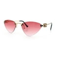 thumbnail image 5 of Womens Luxury Fashion Rimless Triangular Designer Sunglasses Gold - Pink, 5 of 8