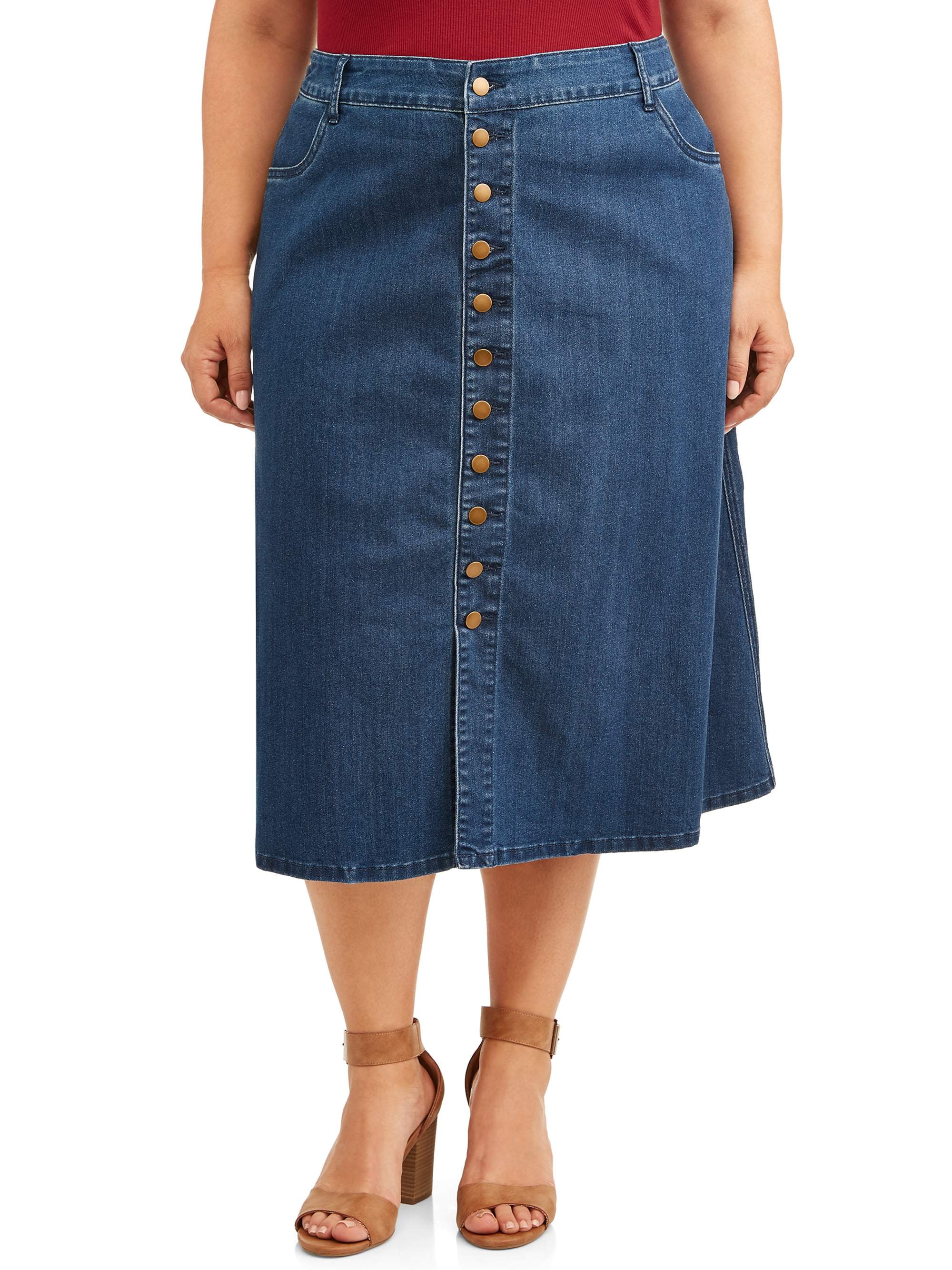 Alivia Ford Women's Plus Size Circle Skirt with Buttons - Walmart.com