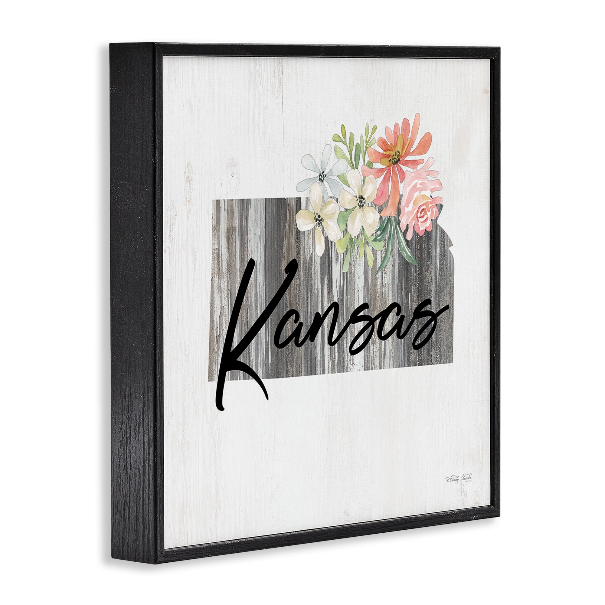 Stupell Industries Shabby Chic Kansas Botanical & Floral Painting Black Framed Art Print Wall Art, 12 x 12
