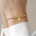 thumbnail image 2 of Turandoss Initial Beaded Stretch Bracelet for Women 14K Gold Plated Bohemian Charm Disc Trendy Jewelry Birthday Teacher Appreciation Mothers Day Graduation Gift for Her Mom Kids Teen Girls Wife Ideas, 2 of 8