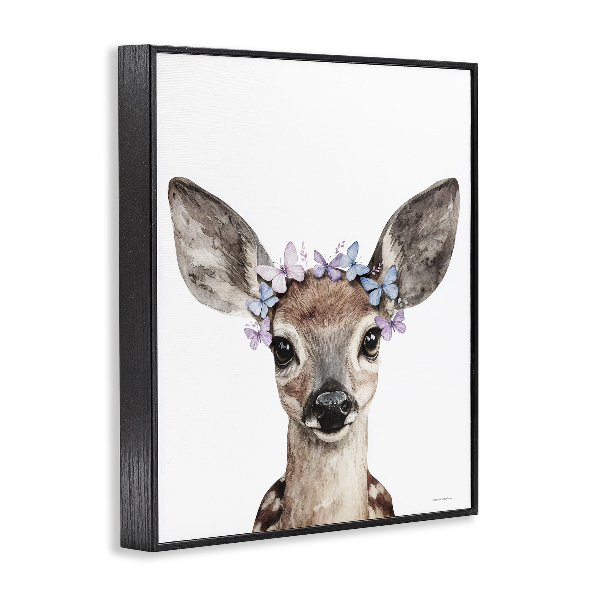 Stupell Industries Fawn & Butterfly Wings Black Framed Giclee Art, design by Svetlana Aleynikova