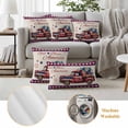 thumbnail image 6 of 4th of July Outdoor Waterproof Pillow Covers, Red Blue Plaid Truck Floral Independence Day Decorative Square Throw Pillowcase Sofa Cushion Sham for Patio/Couch/Chair, 18"x18" 2 Pack, 6 of 8