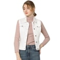 thumbnail image 1 of INSPIRE CHIC Gilet en Denim à Simple Boutonnage pour Femmes, Délavé, avec Poches à Rabat sur la Poitrine, 1 of 6