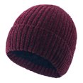 thumbnail image 2 of UTSJKR Winter Knitted Hat for Men and Women Couple Thickened and Warm Woolen Hat with Headband Cold Hat Casual Flipped Pullover Hat Wine, 2 of 5