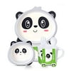 SEVENMEET 5Pcs/Set Animal Shaped Bamboo Fiber Children Board Food Plate Kids Dinnerware Gift Sets with Plate, Bowl, Cup, Fork and Spoon (Panda)