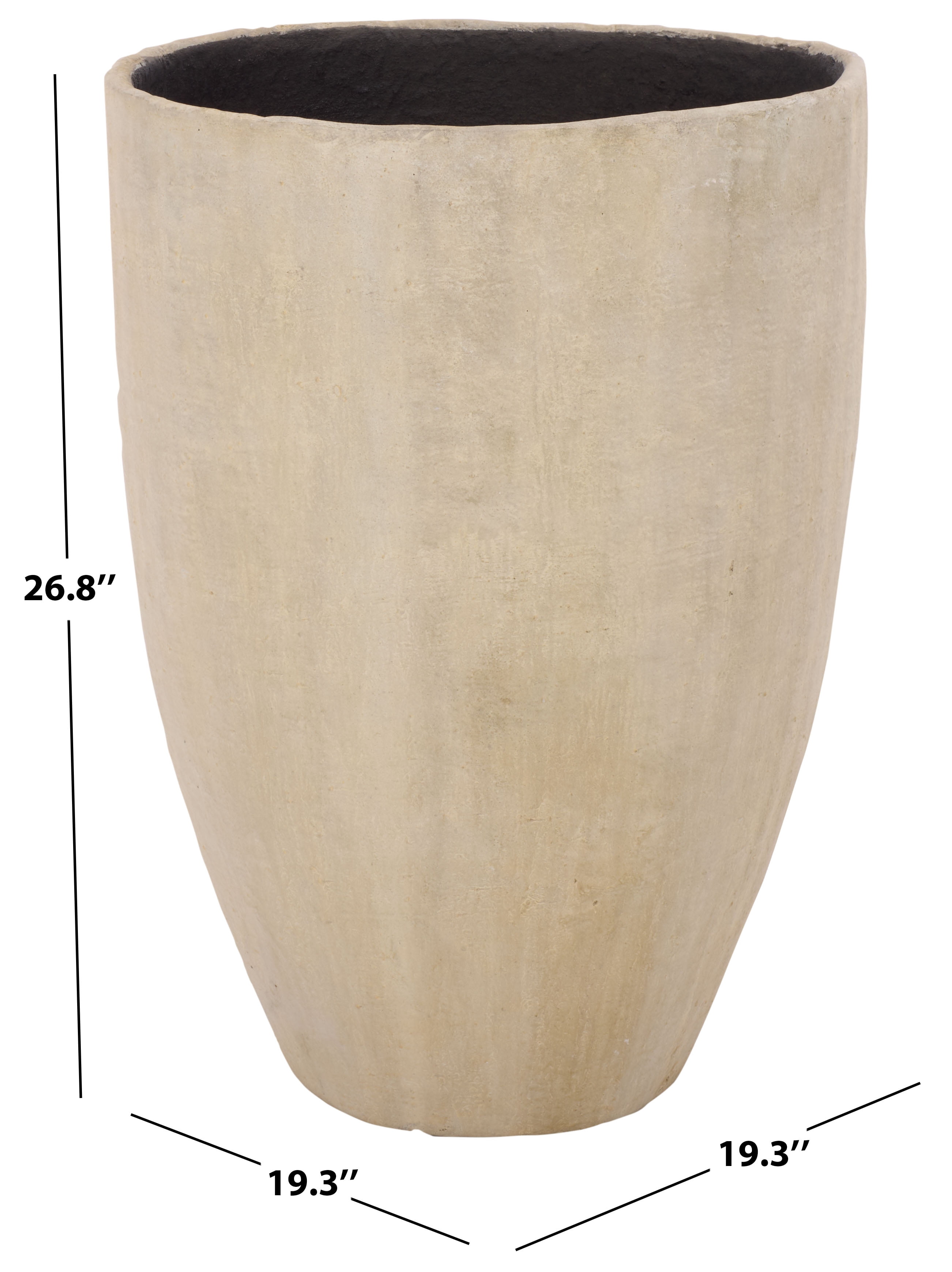 Safavieh 19.3" x 19.3" x 26.8" Round Beige Cement Bamboo Plant Pot
