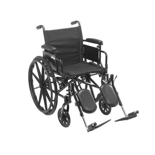 Drive Medical Cruiser X4 Lightweight Dual Axle Wheelchair with Adjustable Detachable Arms, Desk Arms, Elevating Leg Rests, 16" Seat