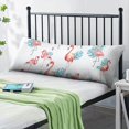 thumbnail image 2 of Long Body Pillow Cover - Soft & Breathable, Hidden Zipper, 20"x54", Tropical Flamingo & Floral Print - Perfect Gift for Beach Lovers, Side Sleepers, Summer Home Decor, 2 of 7