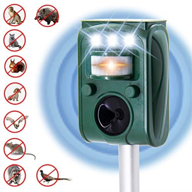 lulu home ultrasonic animal repeller, outdoor weatherproof solar