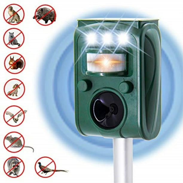 lulu home ultrasonic animal repeller, outdoor weatherproof solar powered rodent repeller with