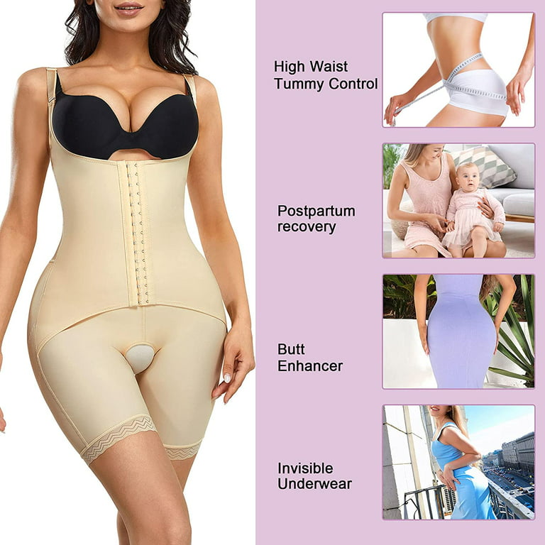 Loday Shaper Bodysuit for Women, High Waist Double Tummy Control Shapewear  Butt Lifter Fajas Waist Trainer Shorts(Beige, L) 