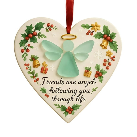 Heart Shaped Angel Friendship Ornament Inspirational Quotes Meaningful Home for Loved Ones and Friendships