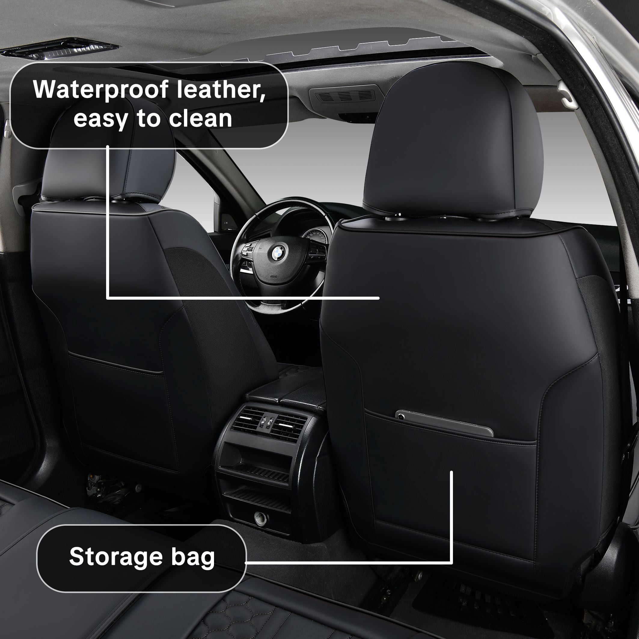 For Hyundai Tucson 2005-2026 Car Seat Covers, Black Car Seat Covers, Faux Leather, 5 Seats Full Set, Waterproof, Anti-Slip, Protect and Upgrade Seats, Beautify the Interior of Old Cars
