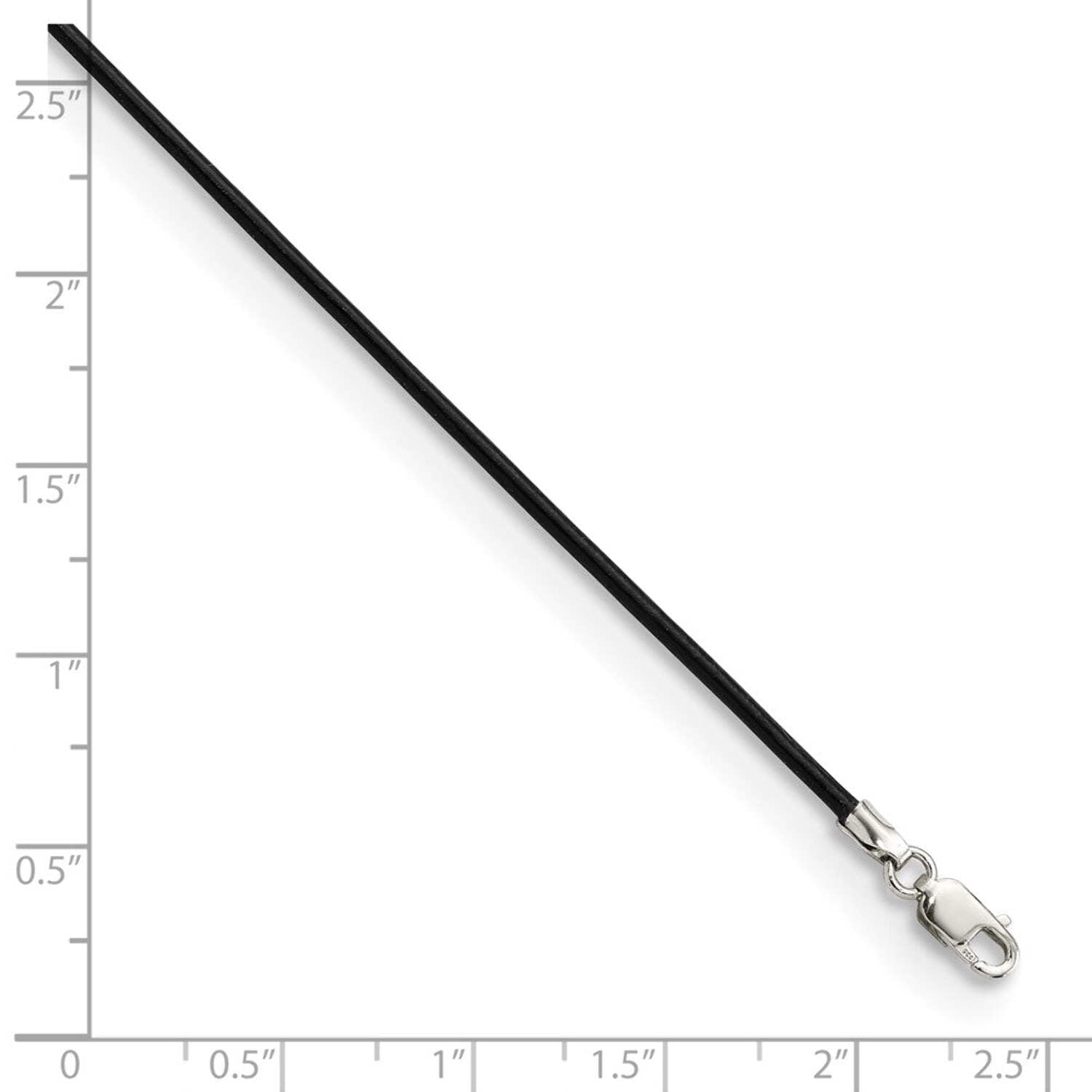Sterling Silver 16inch 1.5mm Black Leather Cord Necklace QG1297