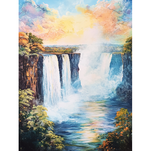Victoria Falls Waterfall Canvas Print/Painting,Suitable for Living Room,Bedroom,Office,Bathroom,Hotel Decoration.