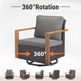 thumbnail image 6 of Opohoro 4PCS Outdoor Conversation Set with 43" Wicker Fire Pit Table, Brown Rattan Sofa Set with Swivel Rocker Chairs, Gray for Patio Backyard, 6 of 13