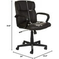 thumbnail image 6 of Office Computer Task Desk Chair with Padded Armrests, Mid-Back, Adjustable, 360 Swivel, Rolling, 275 Pound Capacity, 24.2"D x 24"W x 34.8"H, Black Faux Leather, 6 of 11