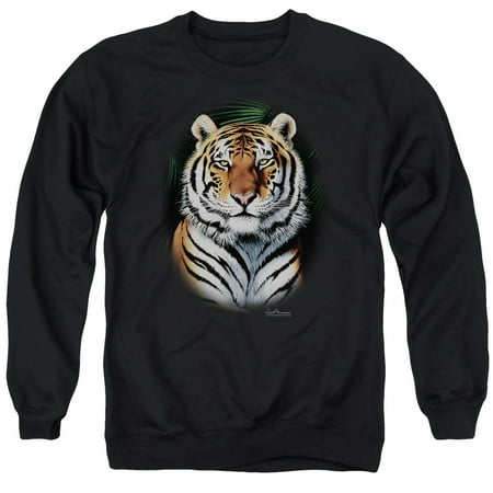 Siberian Tiger Sweatshirt - Wildlife Nature Jungle Leaves Majestic Bengal Tiger Adult Crewneck Sweatshirt