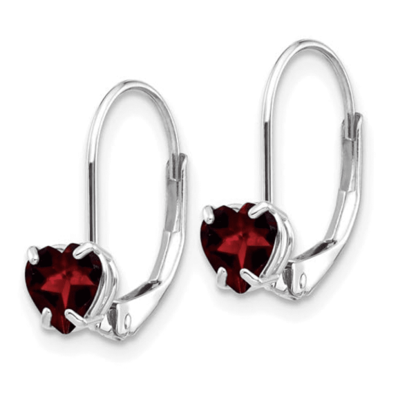 Fine Color Jewels Garnet Dangle Earrings for Women 14K White Gold Leverback